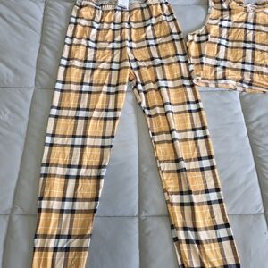 SHEIN Yellow and Brown Plaid  Set